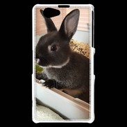 Coque Sony Xperia Z1 Compact Lapin nair noir et gris 75