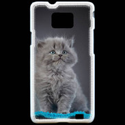 Coque Samsung Galaxy S2 Chaton sur tapis bleu