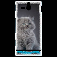 Coque Sony Xperia U Chaton sur tapis bleu