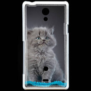 Coque Sony Xperia T Chaton sur tapis bleu