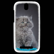 Coque HTC One SV Chaton sur tapis bleu