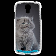 Coque Samsung Galaxy S4 Chaton sur tapis bleu