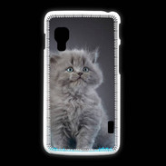 Coque LG L5 2 Chaton sur tapis bleu