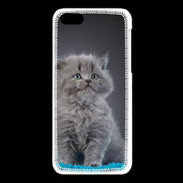 Coque iPhone 5C Chaton sur tapis bleu