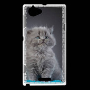 Coque Sony Xperia L Chaton sur tapis bleu