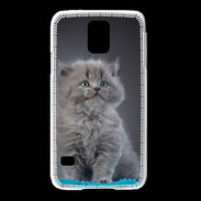 Coque Samsung Galaxy S5 Chaton sur tapis bleu