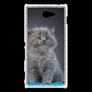 Coque Sony Xperia M2 Chaton sur tapis bleu