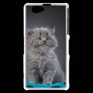 Coque Sony Xperia Z1 Compact Chaton sur tapis bleu