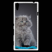 Coque Sony Xperia T3 Chaton sur tapis bleu
