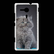 Coque Sony Xpéria SP Chaton sur tapis bleu