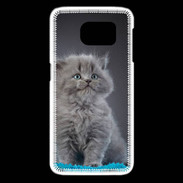 Coque Samsung Galaxy S6 edge Chaton sur tapis bleu