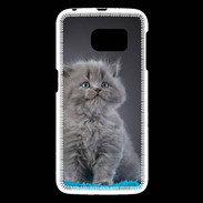 Coque Samsung Galaxy S6 Chaton sur tapis bleu