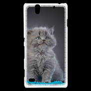 Coque Sony Xperia C4 Chaton sur tapis bleu