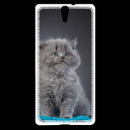 Coque Sony Xperia C5 Chaton sur tapis bleu