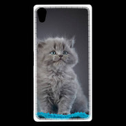 Coque Sony Xperia Z5 Premium Chaton sur tapis bleu