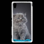 Coque Sony Xperia M4 Aqua Chaton sur tapis bleu