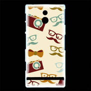 Coque Sony Xperia P Moustache lunette et chapeau