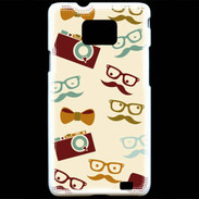Coque Samsung Galaxy S2 Moustache lunette et chapeau