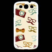 Coque Samsung Galaxy S3 Moustache lunette et chapeau