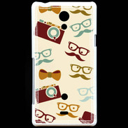 Coque Sony Xperia T Moustache lunette et chapeau