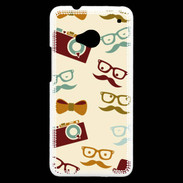 Coque HTC One Moustache lunette et chapeau