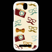 Coque HTC One SV Moustache lunette et chapeau