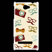 Coque HTC Windows Phone 8S Moustache lunette et chapeau