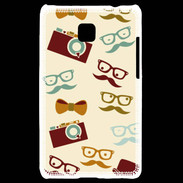 Coque LG Optimus L3 II Moustache lunette et chapeau