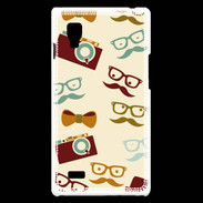 Coque LG Optimus L9 Moustache lunette et chapeau