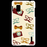 Coque LG Optimus G Moustache lunette et chapeau
