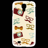 Coque Samsung Galaxy S4 Moustache lunette et chapeau