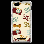 Coque Sony Xperia M Moustache lunette et chapeau