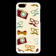 Coque iPhone 5C Moustache lunette et chapeau