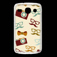 Coque Samsung Galaxy Core Moustache lunette et chapeau