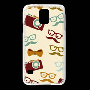 Coque Samsung Galaxy S5 Moustache lunette et chapeau