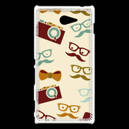 Coque Sony Xperia M2 Moustache lunette et chapeau