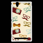 Coque Sony Xperia T2 Ultra Moustache lunette et chapeau