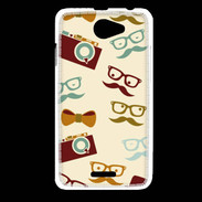 Coque HTC Desire 516 Moustache lunette et chapeau