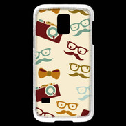 Coque Samsung Galaxy S5 Mini Moustache lunette et chapeau