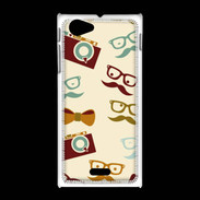 Coque Sony Xpéria J Moustache lunette et chapeau