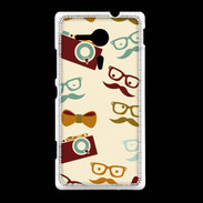 Coque Sony Xpéria SP Moustache lunette et chapeau