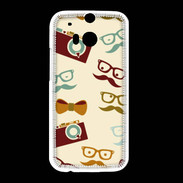 Coque HTC One M8 Moustache lunette et chapeau