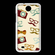 Coque HTC Desire 300 Moustache lunette et chapeau