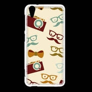 Coque HTC Desire Eye Moustache lunette et chapeau