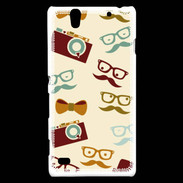 Coque Sony Xperia C4 Moustache lunette et chapeau
