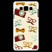 Coque Samsung A7 Moustache lunette et chapeau