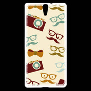 Coque Sony Xperia C5 Moustache lunette et chapeau