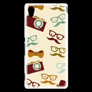 Coque Sony Xperia M4 Aqua Moustache lunette et chapeau