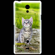 Coque Sony Xperia T Portrait d'un chaton gris