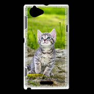Coque Sony Xperia L Portrait d'un chaton gris